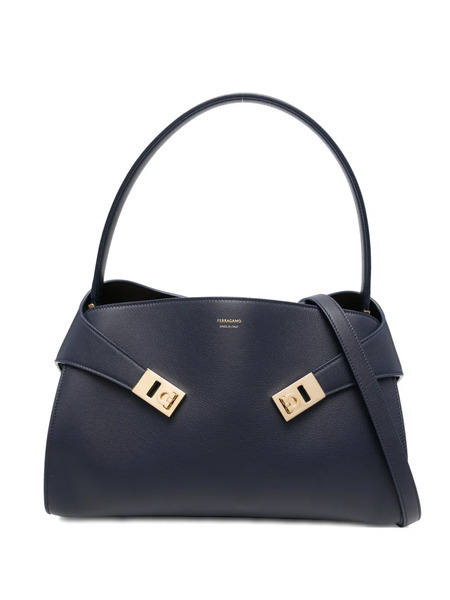  Ferragamo Medium Hug Buckle Leather Shoulder Bag - Blue 