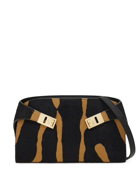  Ferragamo Mini Hug Zebra-print Cross Body Bag - Black 