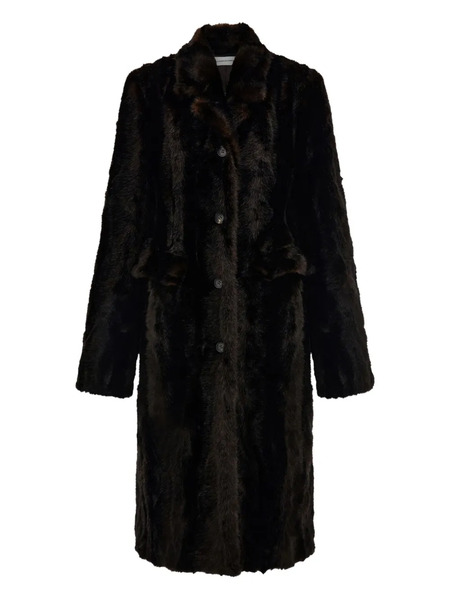  Ferragamo Mink-effect Single-breasted Coat - Brown 