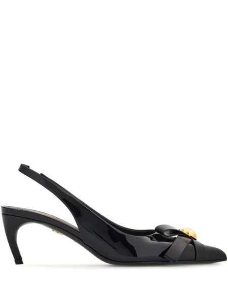  Ferragamo 55mm Bow-detail Patent Leather Pumps - Black 