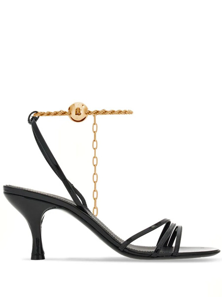  Ferragamo 70mm Cable-link Chain Leather Sandals - Black 