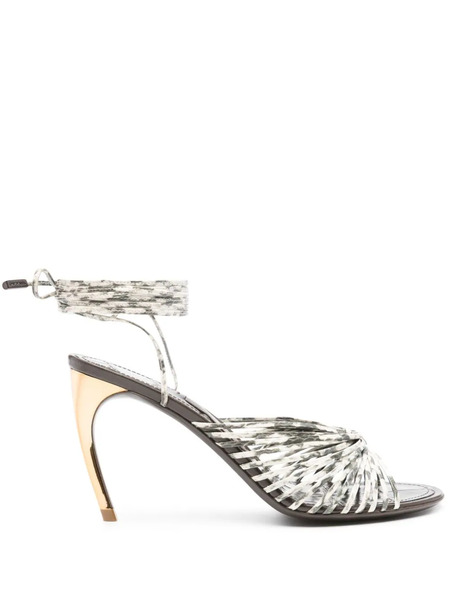  Ferragamo 95mm Leather Sandals - Grey 