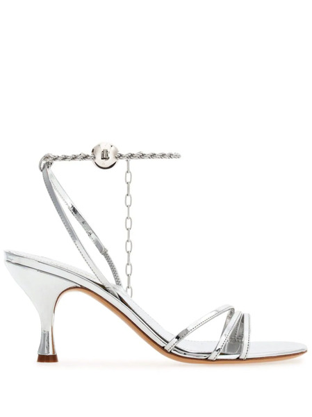  Ferragamo 70mm Patent Leather Strappy Sandals - Silver 