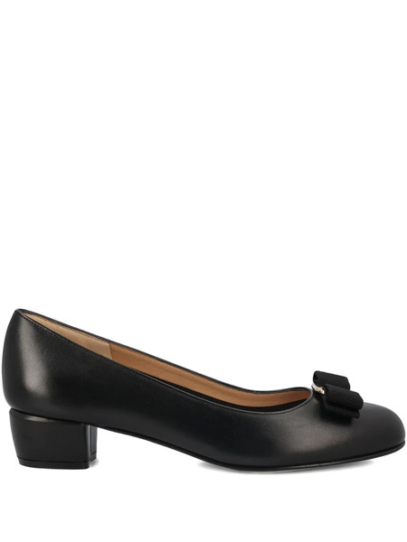  Ferragamo 60mm Vara Grosgrain-bow Low-heel Pumps - Black 