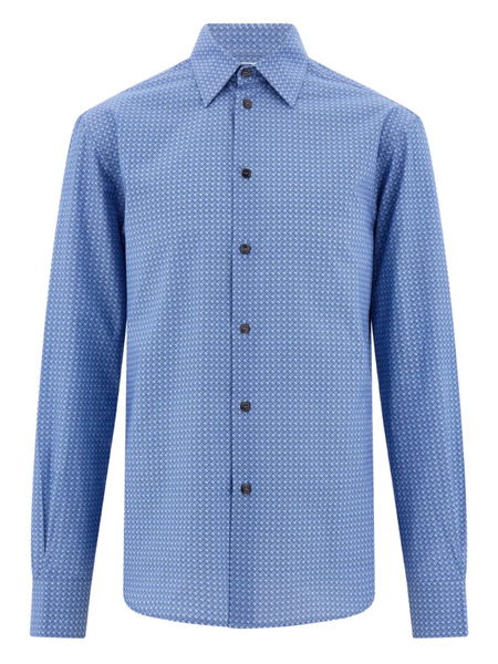  Ferragamo Monogram Print Shirt - Blue 