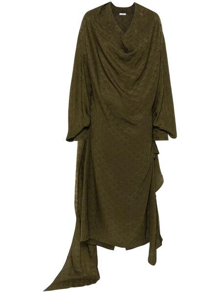  Ferragamo Monogram Silk Dress - Green 