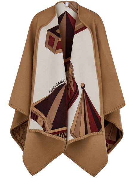  Ferragamo Nadir-print Reversible Cape - Red 