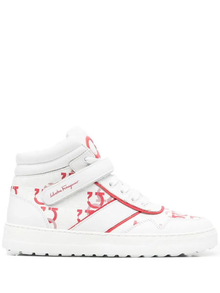  Ferragamo Noè High-top Leather Sneakers - White 