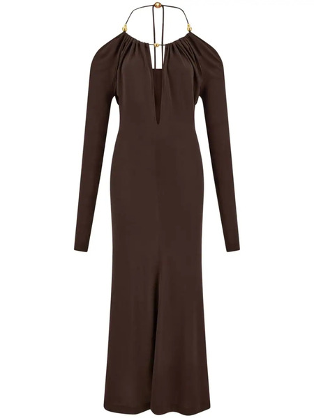  Ferragamo Open-back Crepe Maxi Dress - Brown 