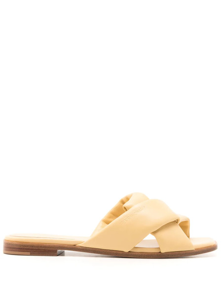  Ferragamo Origami Knot-detail Leather Slides - Green 
