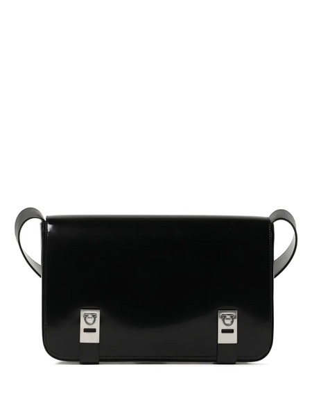  Ferragamo Patent-leather Clasp Shoulder Bag - 163 Black 
