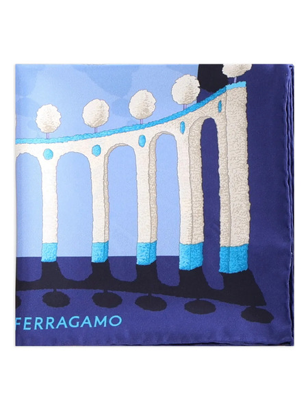  Ferragamo Patterned Scarf - Blue 