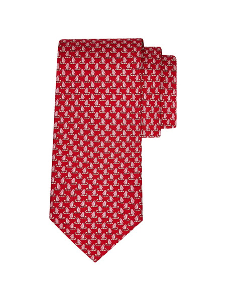  Ferragamo Penguin Print Silk Tie - Red 
