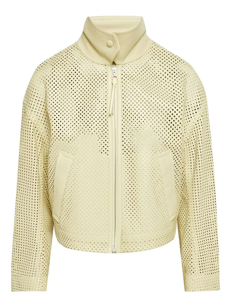  Ferragamo Perforated Leather Jacket - Yellow 
