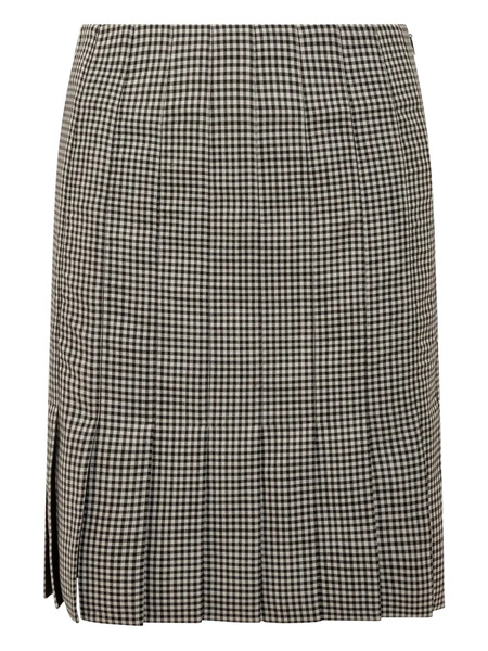  Ferragamo Pleated Gingham Mini Skirt - Black 