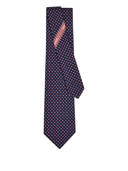  Ferragamo Print Silk Tie - Blue 