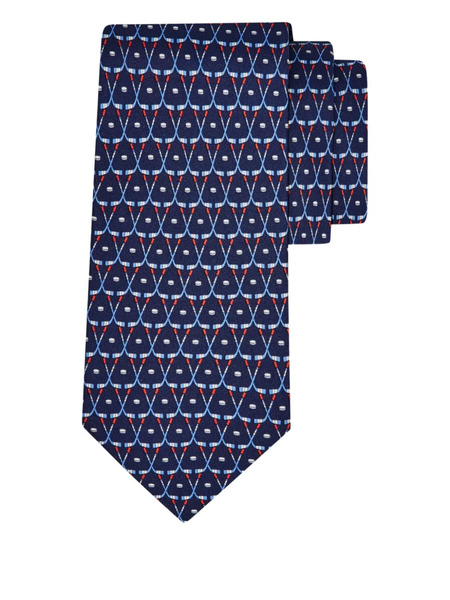  Ferragamo Print Silk Tie - Blue 