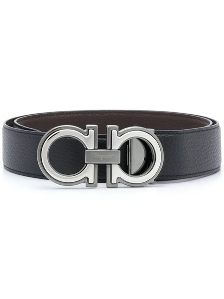 Ferragamo Reversible Gancio Buckle Belt - Black 