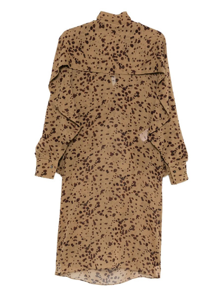  Ferragamo Ruffled Printed Midi Dress - Brown 