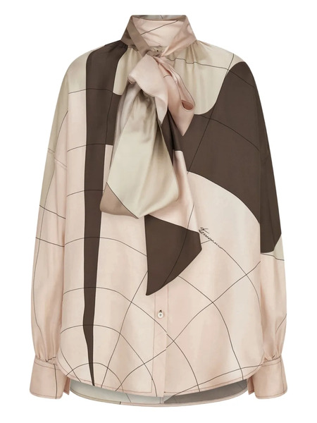  Ferragamo Sash-detailed Silk Shirt - Neutrals 