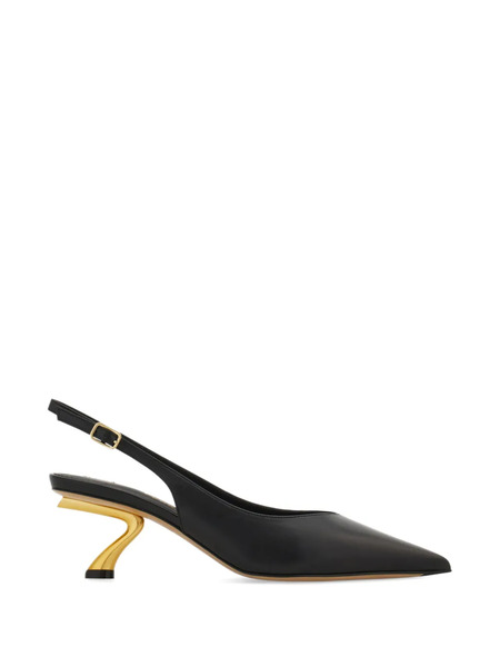  Ferragamo Sculptural Heel Slingback - Black 