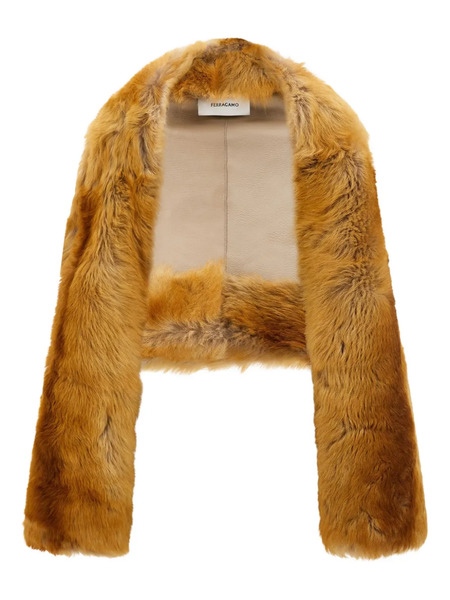  Ferragamo Shearling Bolero Jacket - Neutrals 