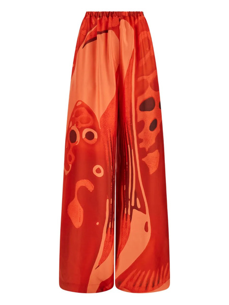  Ferragamo Silk Palazzo Trousers - Red 