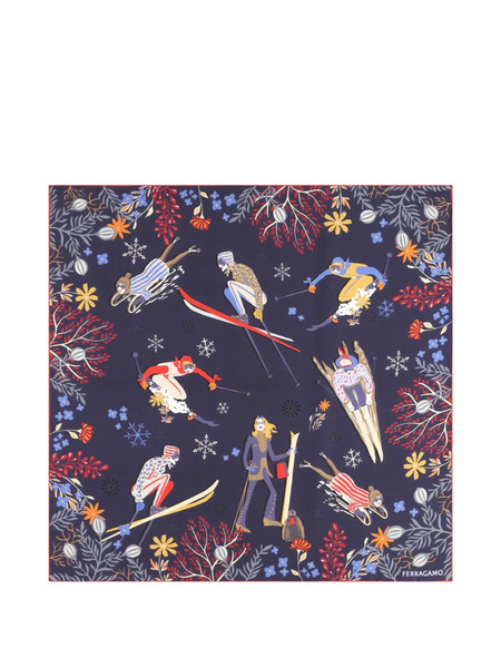  Ferragamo Silk Scarf - Blue 