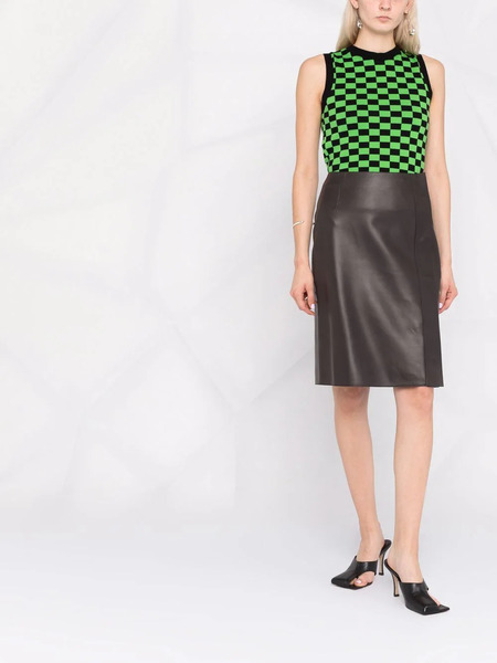  Ferragamo Slim Leather Midi Skirt - Brown 