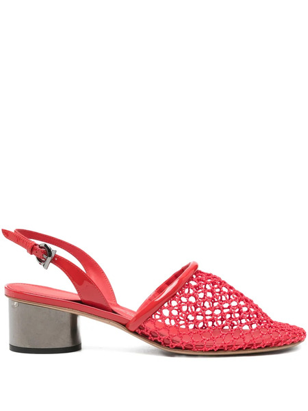  Ferragamo Sling-back Net Heeled Pumps - Red 