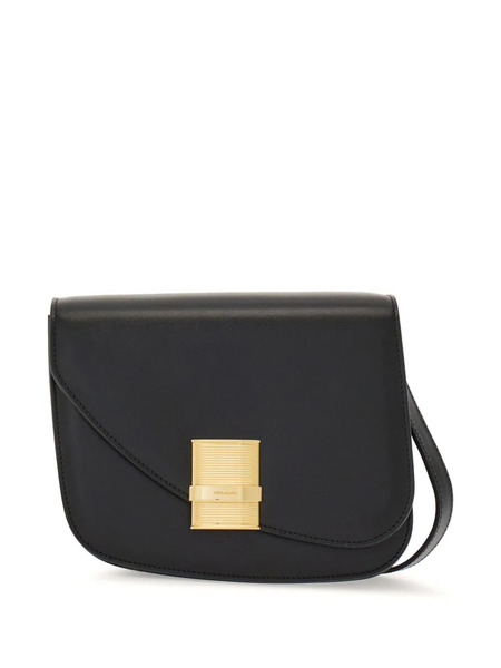  Ferragamo Small Asymmetric Leather Crossbody Bag - Black 