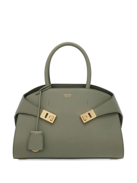  Ferragamo Small Hug Leather Tote Bag - Grey 