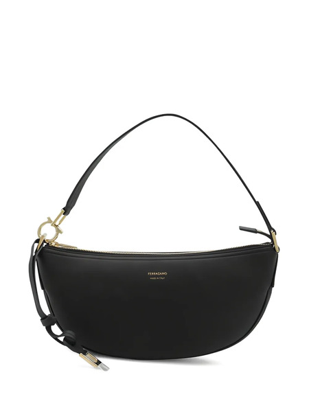  Ferragamo Small Oval-shaped Leather Shoulder Bag - Black 