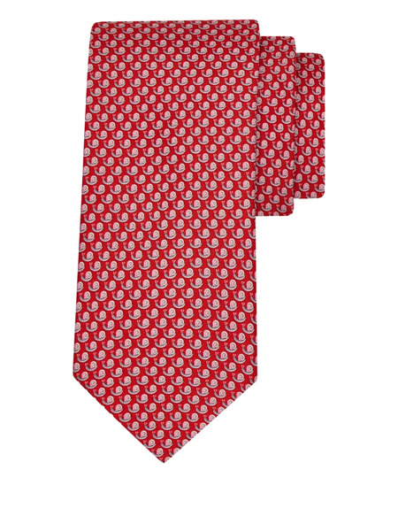  Ferragamo Snail Print Silk Tie - Red 