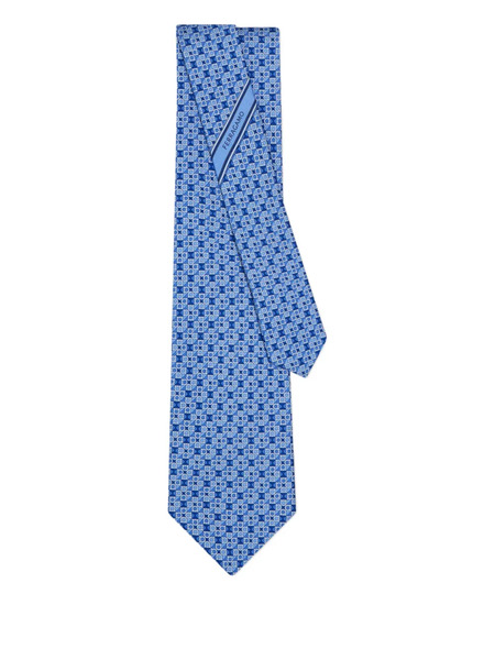  Ferragamo Square Logo-print Silk Tie - Blue 