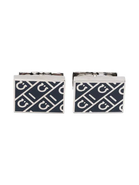  Ferragamo Square Pattern Cufflinks - Silver 