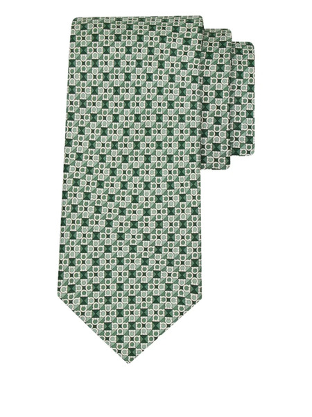  Ferragamo Square Print Silk Tie - Green 