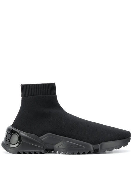  Ferragamo Stretch-knit Sneakers - Black 
