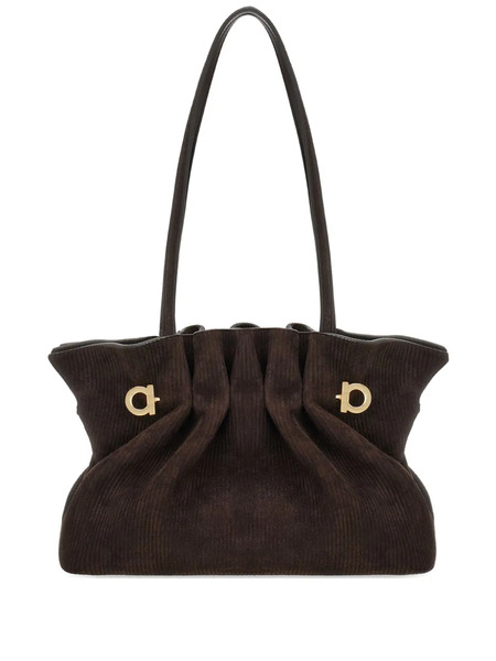  Ferragamo Suede Soft Shoulder Bag - Brown 