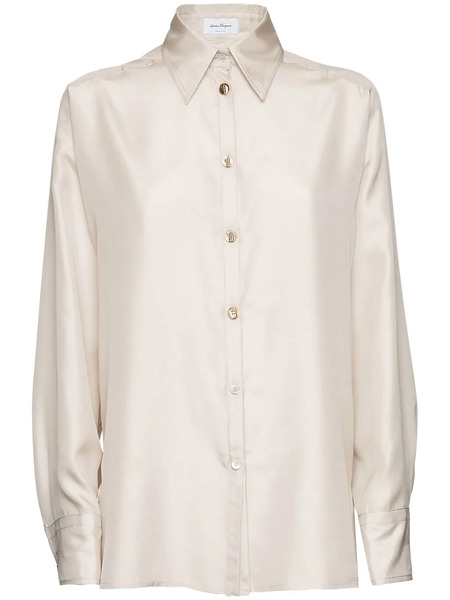  Ferragamo Technical Satin Shirt - White 