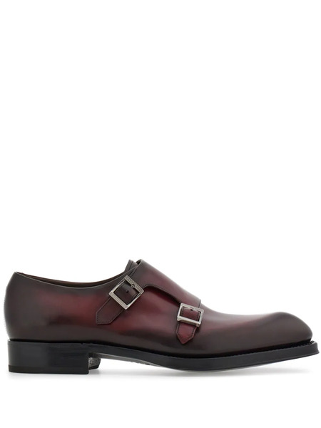  Ferragamo Tramezza Double-monkstrap Leather Monk Shoes - Red 