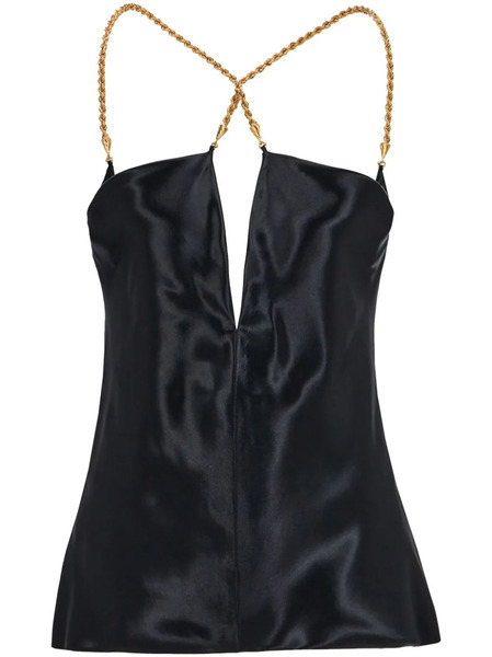  Ferragamo Twisted-strap Satin Top - Black 
