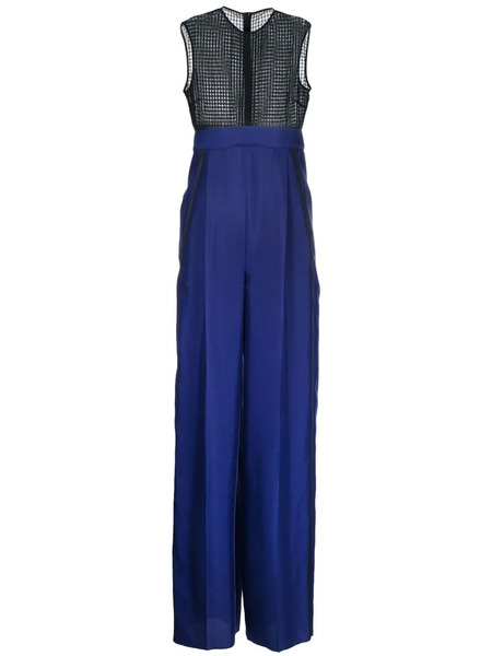  Ferragamo Two-tone Silk Jumpsuit - Blue 