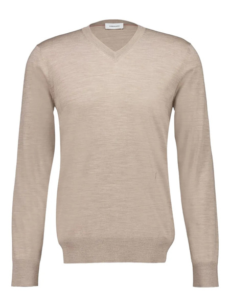  Ferragamo V-neck Wool Sweater - Brown 