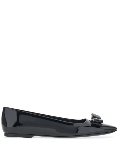  Ferragamo Vara Bow Ballerina Shoes - Black 