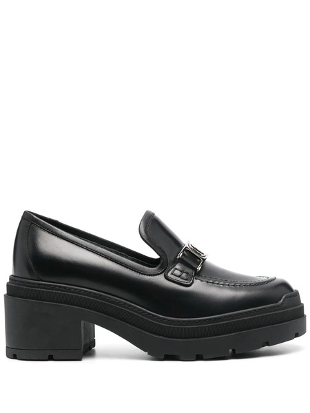  Ferragamo Vara Chain Leather 40mm Loafers - Black 
