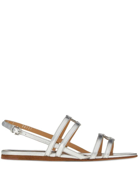  Ferragamo Vara Leather Sandals - Silver 