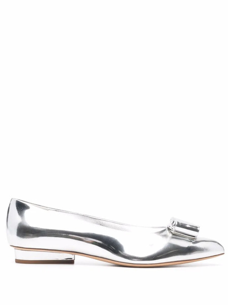  Ferragamo Viva Bow Ballerina Shoes - Silver 