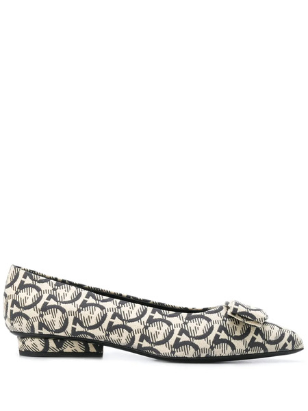  Ferragamo Viva Gancini-woven Ballerinas - Neutrals 