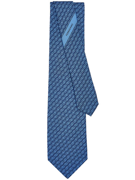  Ferragamo Woven-print Silk Tie - Blue 